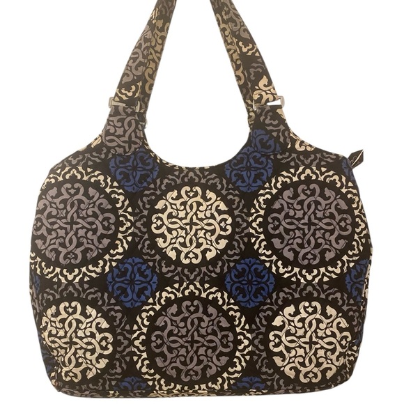 Vera Bradley Vintage Blue Medallion Quilted Large Tote Purse Bag Retired Print - Picture 1 of 12